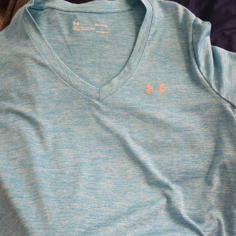 Under Armour Light Blue Heathered V-Neck Tee